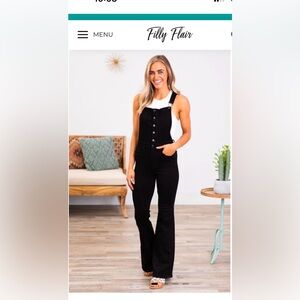 Judy Blue Black Tummy Control Flare Bib Overalls. Excellent condition!